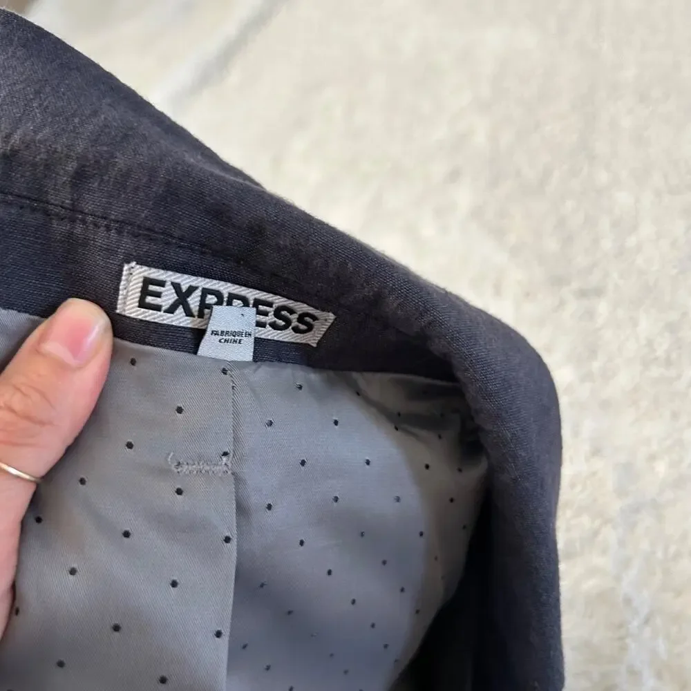 Express Men Navy Linen Cotton Suit 29x30 38 Jacket Preppy Weddings Business Work